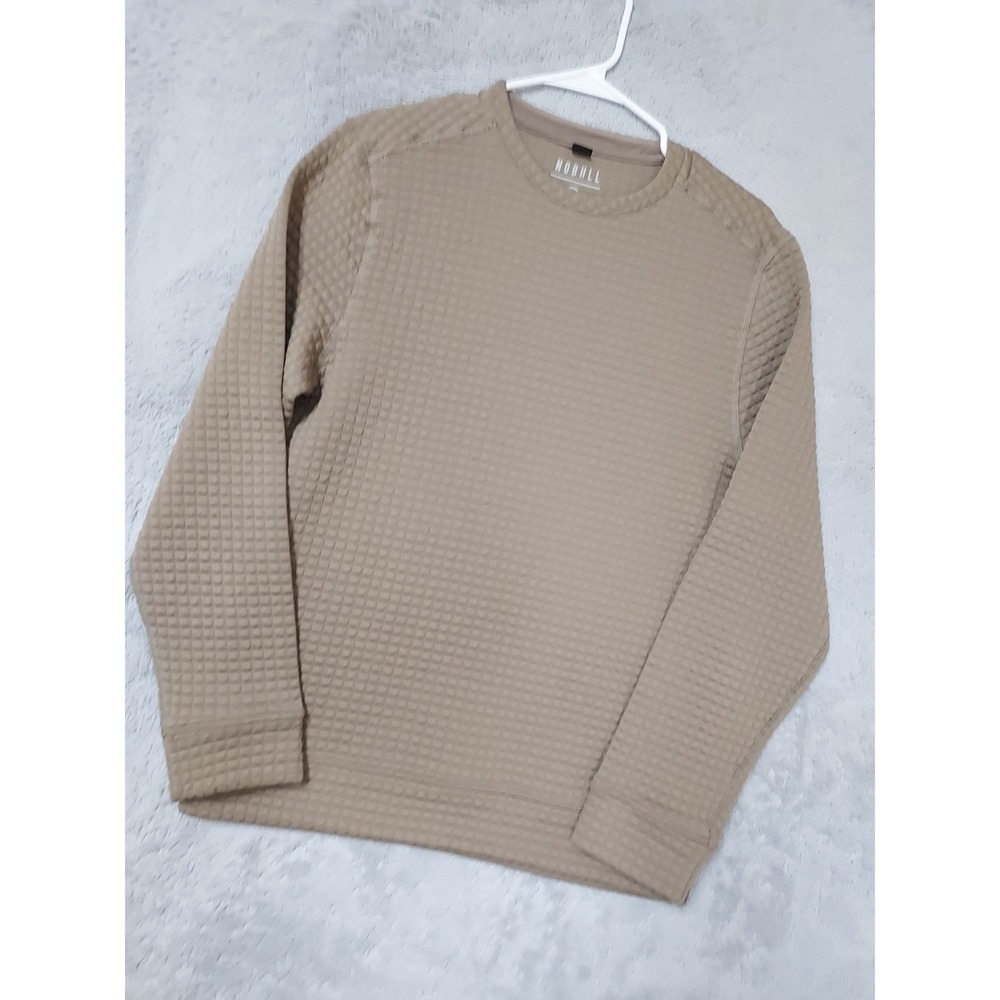Nobull Sweater Mens Medium Waffle Knit QuiltedPullover Athletic Training Brown M